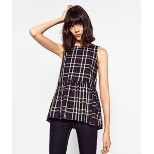 Zara Trafaluc Collection Plaid Tie Back Tank Top (XS)